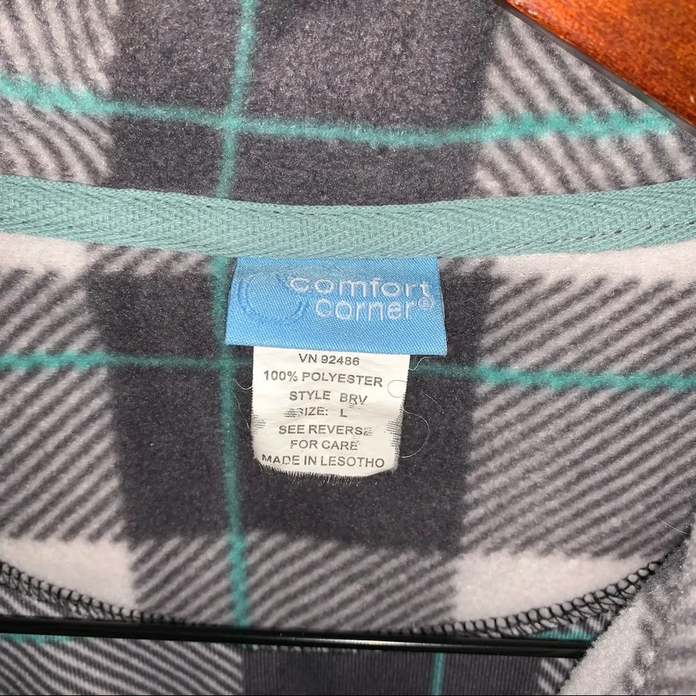 Comfort Corner Casual Soft Plaid Fleece Jacket Sweater - Picture 4 of 6